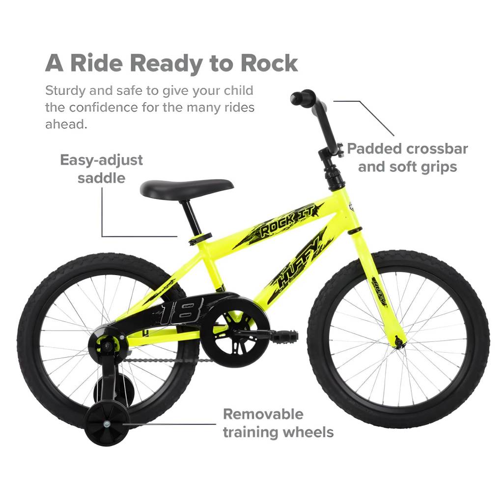 Neon Yellow 18″ Rock It Boys Bike: Quick Assembly & Comfort Ride Activity & Entertainment Neon Yellow 18