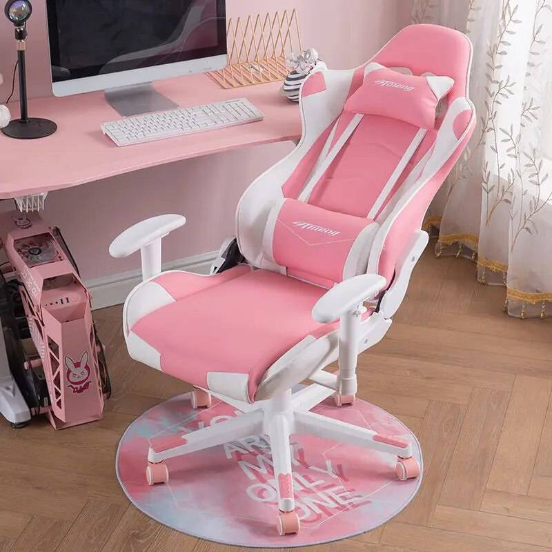 Pink Comfort Executive Gaming Chair with 360° Swivel and Retractable Footrest Kids’ Room Color : Pink Pink Comfort Executive Gaming Chair with 360° Swivel and Retractable Footrest Kids' Room