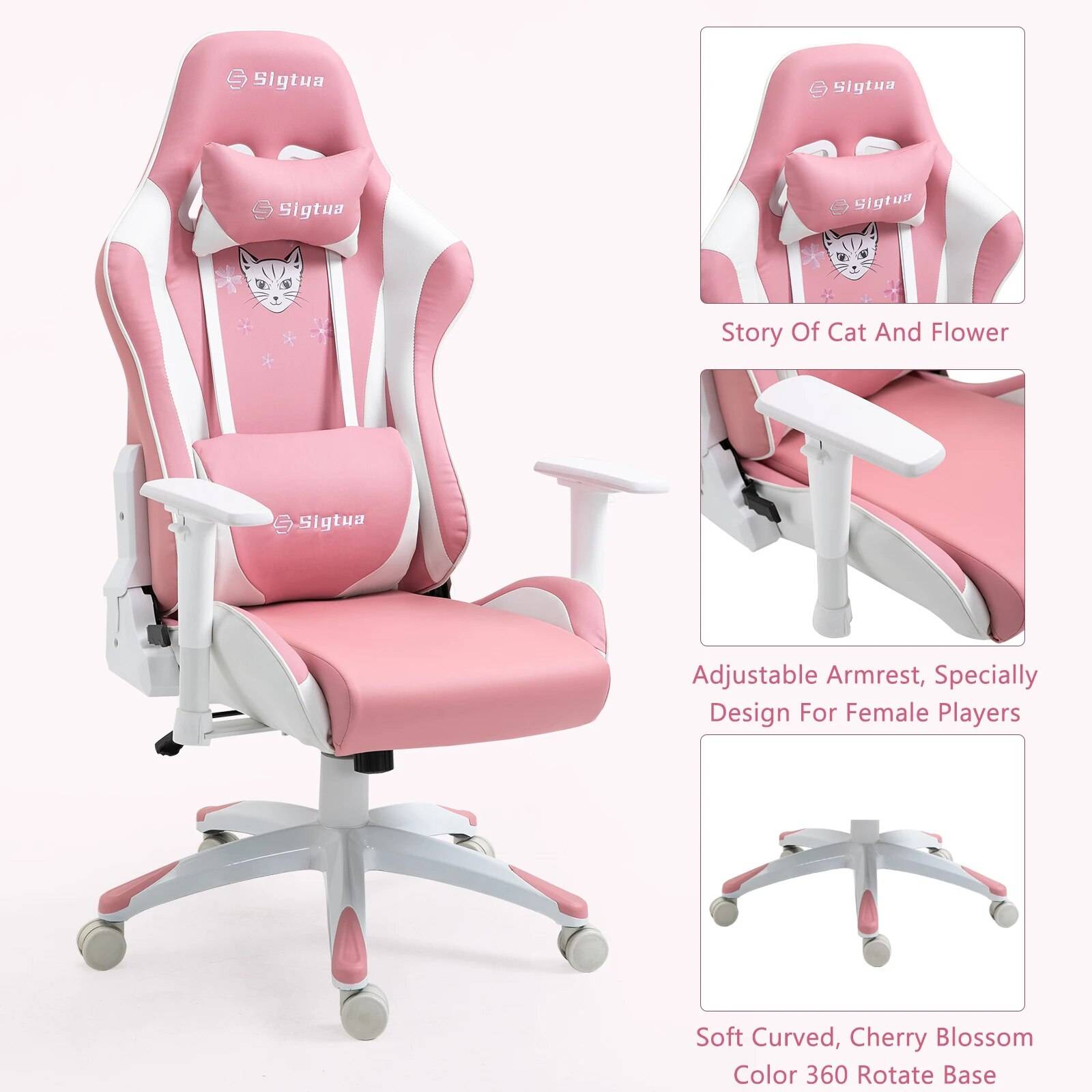 Pink Ergonomic Gaming & Office Chair with Adjustable Armrests and High Backrest Kids’ Room Pink Ergonomic Gaming & Office Chair with Adjustable Armrests and High Backrest Kids' Room
