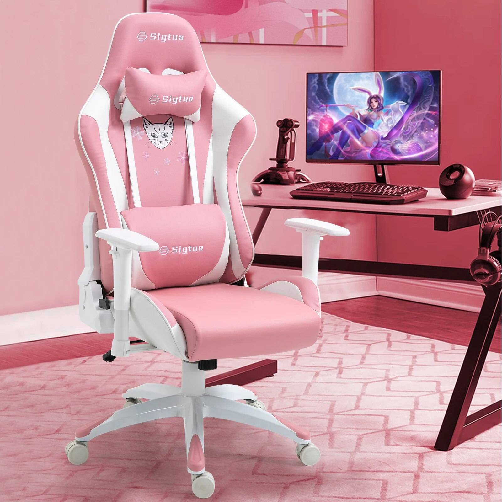 Pink Ergonomic Gaming & Office Chair with Adjustable Armrests and High Backrest Kids’ Room Pink Ergonomic Gaming & Office Chair with Adjustable Armrests and High Backrest Kids' Room