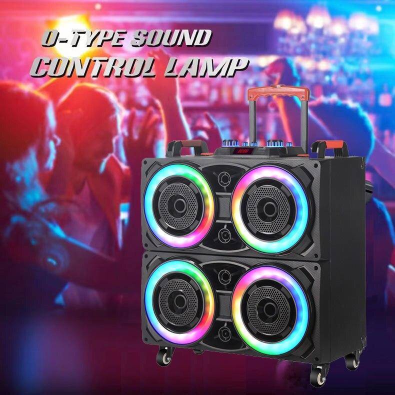 Portable Dual 8-inch Bluetooth Speaker System with Pull Rod and Wireless Mics Teens’ Must-Haves Portable Dual 8-inch Bluetooth Speaker System with Pull Rod and Wireless Mics Teens' Must-Haves