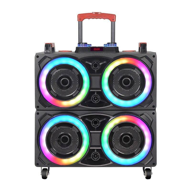 Portable Dual 8-inch Bluetooth Speaker System with Pull Rod and Wireless Mics Teens’ Must-Haves Portable Dual 8-inch Bluetooth Speaker System with Pull Rod and Wireless Mics Teens' Must-Haves