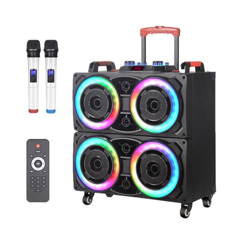 Portable Dual 8-inch Bluetooth Speaker System with Pull Rod and Wireless Mics Teens’ Must-Haves Portable Dual 8-inch Bluetooth Speaker System with Pull Rod and Wireless Mics Teens' Must-Haves