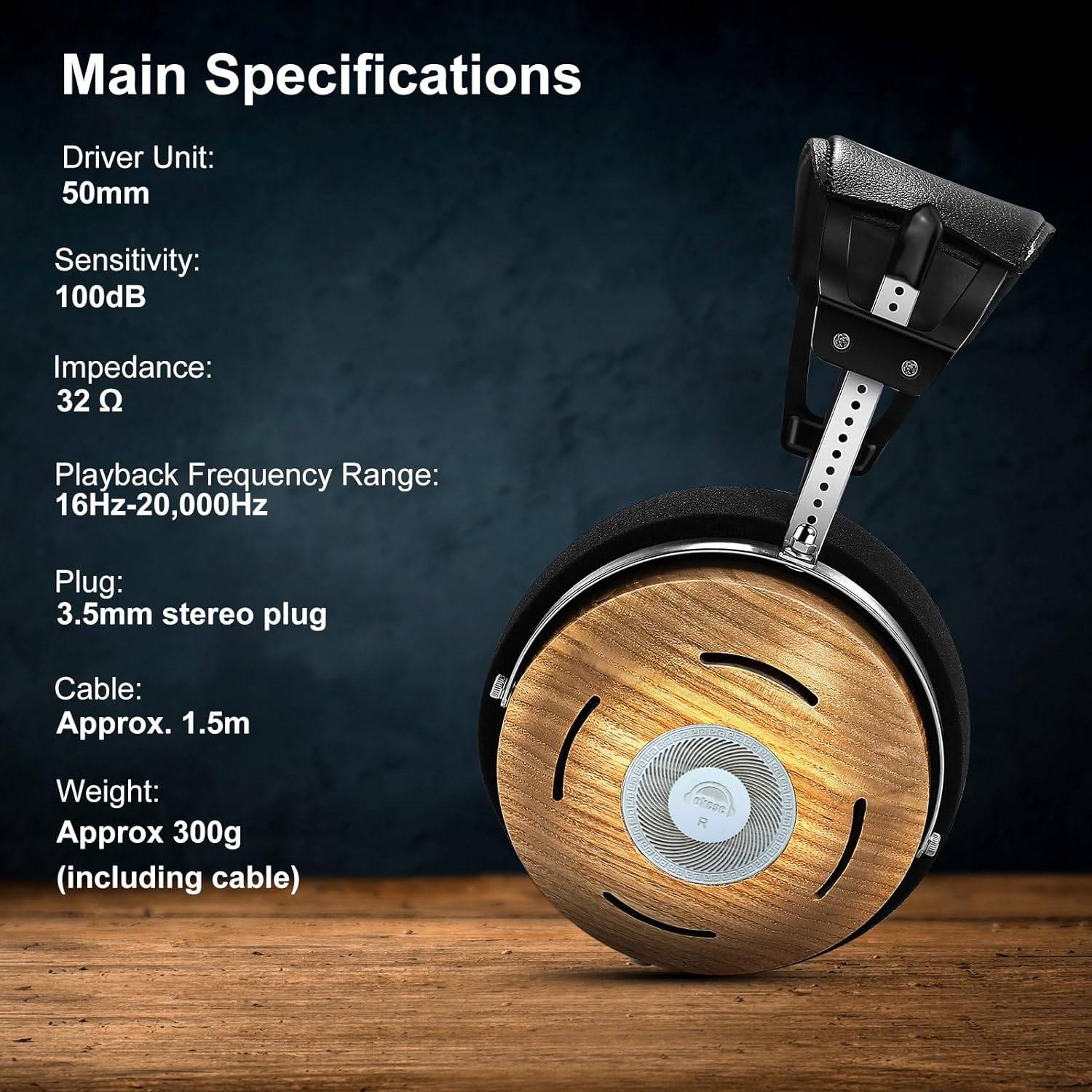 Premium Wooden Open-Back Headphones with Detachable Cable and Dual Adapters Teens’ Must-Haves Color : Black / Wood Premium Wooden Open-Back Headphones with Detachable Cable and Dual Adapters Teens' Must-Haves