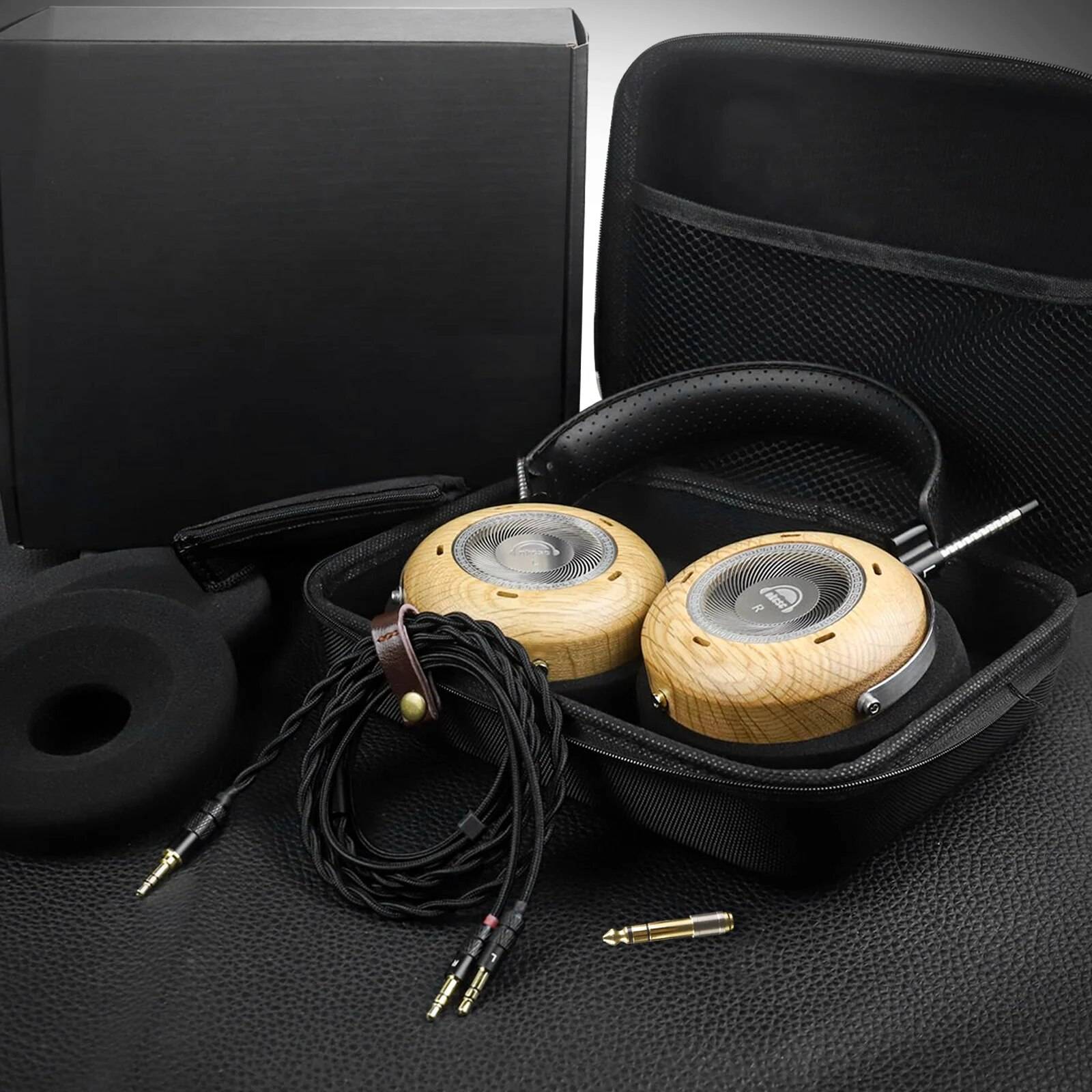 Premium Wooden Open-Back Headphones with Detachable Cable and Dual Adapters Teens’ Must-Haves Color : Black / Wood Premium Wooden Open-Back Headphones with Detachable Cable and Dual Adapters Teens' Must-Haves