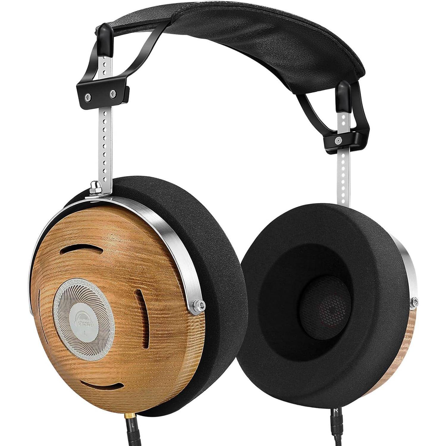 Premium Wooden Open-Back Headphones with Detachable Cable and Dual Adapters Teens’ Must-Haves Color : Black / Wood Premium Wooden Open-Back Headphones with Detachable Cable and Dual Adapters Teens' Must-Haves