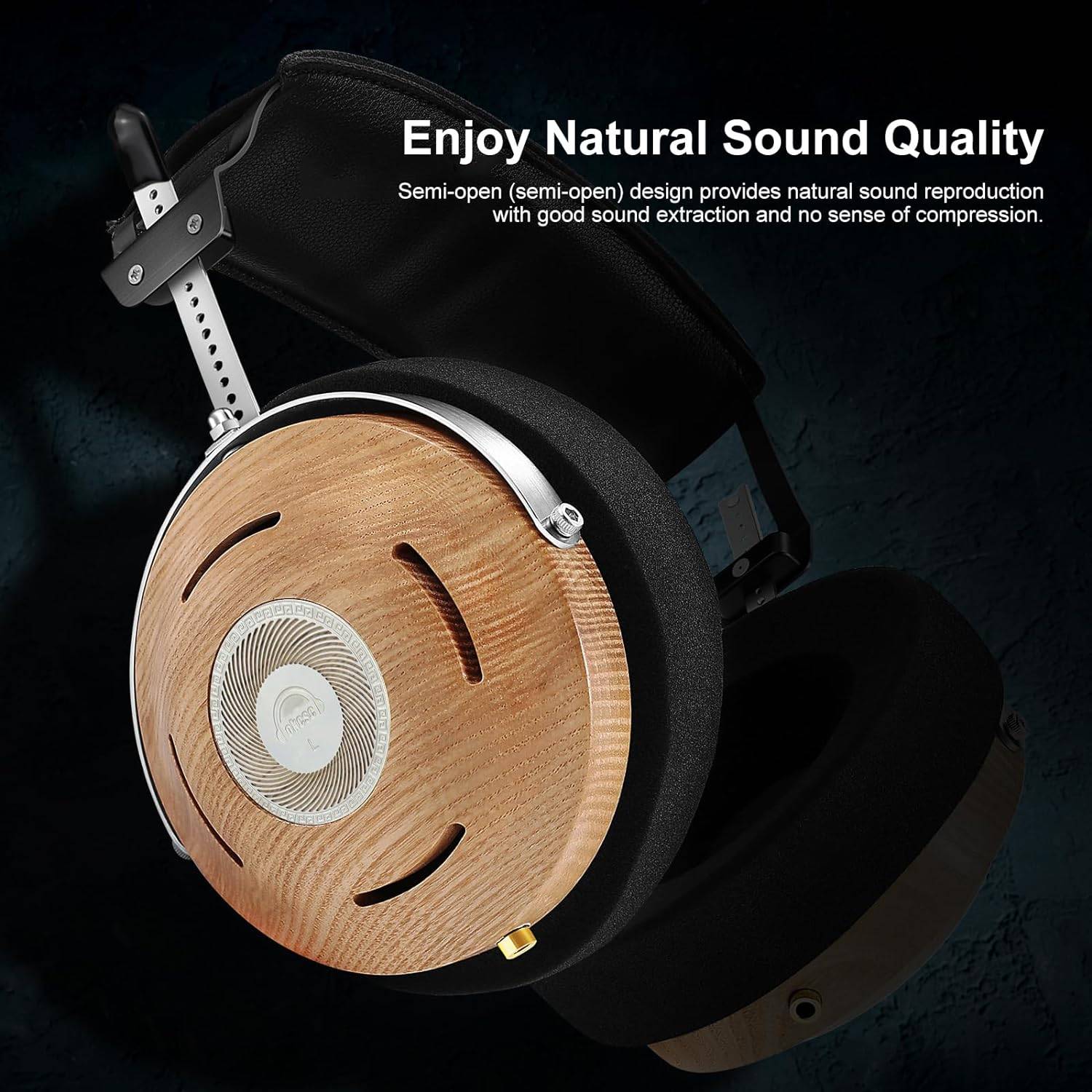 Premium Wooden Open-Back Headphones with Detachable Cable and Dual Adapters Teens’ Must-Haves Color : Black / Wood Premium Wooden Open-Back Headphones with Detachable Cable and Dual Adapters Teens' Must-Haves