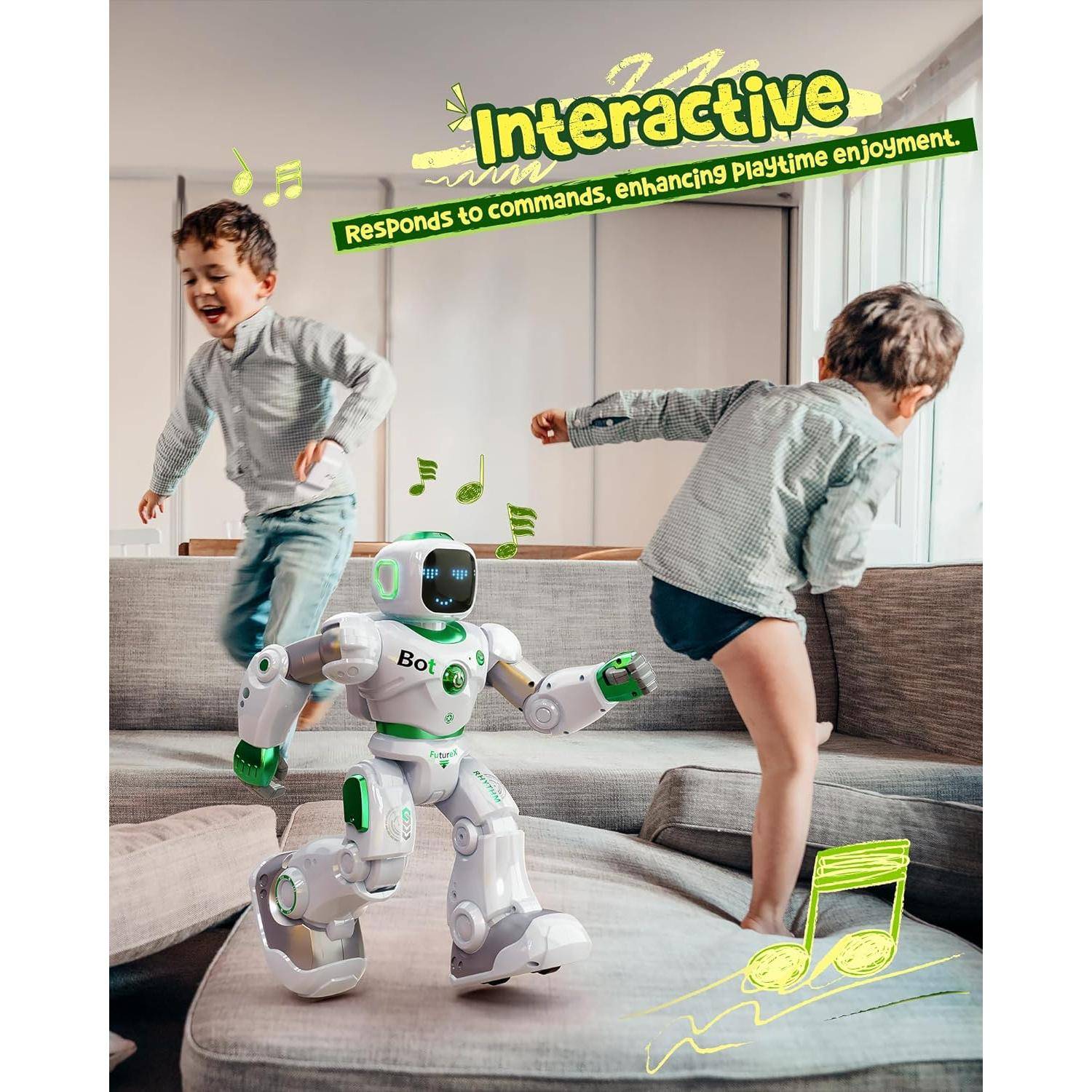 Smart Interactive Robot Toy with Voice & App Control – Music, Dance, and Record Functions Activity & Entertainment Color : White Smart Interactive Robot Toy with Voice & App Control - Music, Dance, and Record Functions Activity & Entertainment