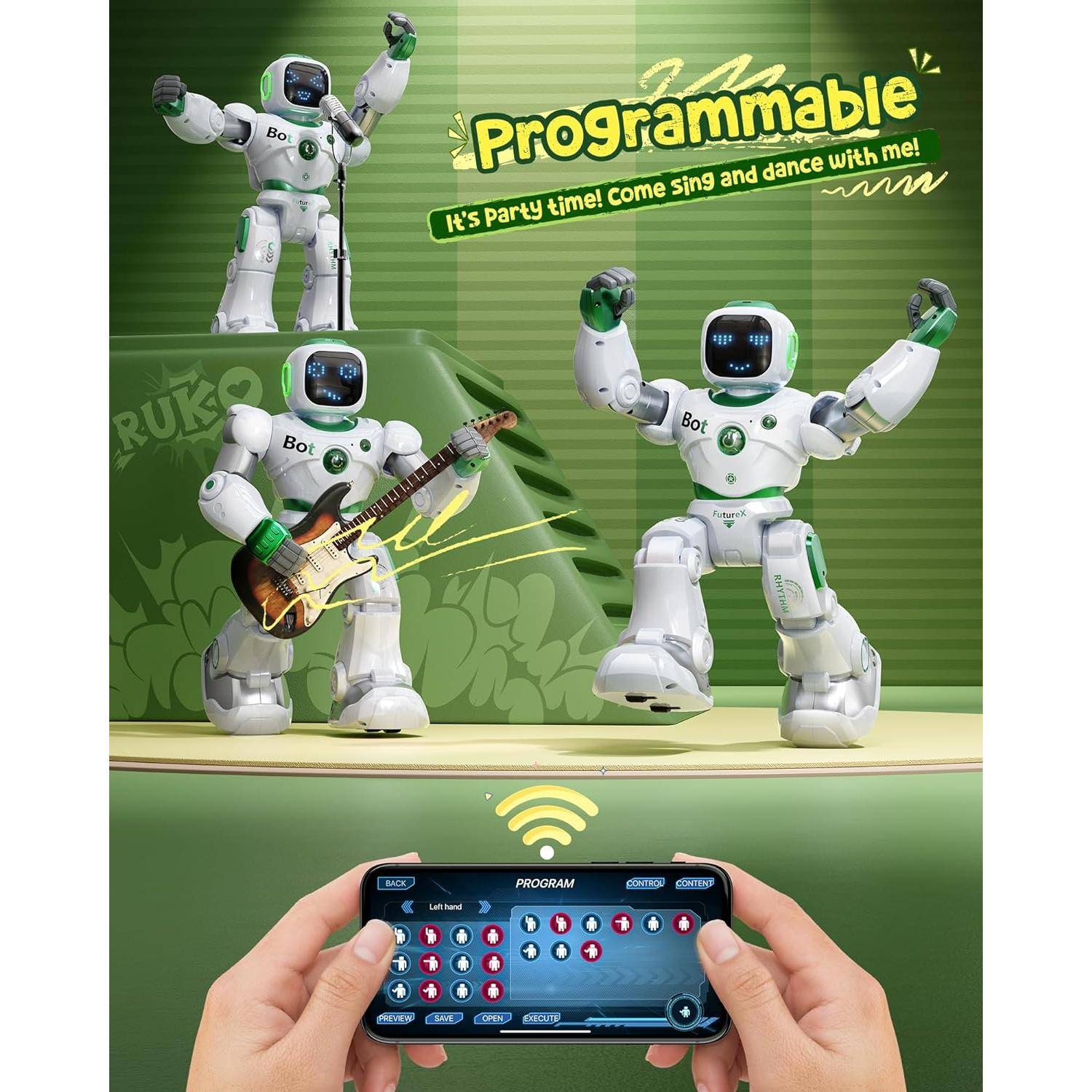 Smart Interactive Robot Toy with Voice & App Control – Music, Dance, and Record Functions Activity & Entertainment Color : White Smart Interactive Robot Toy with Voice & App Control - Music, Dance, and Record Functions Activity & Entertainment