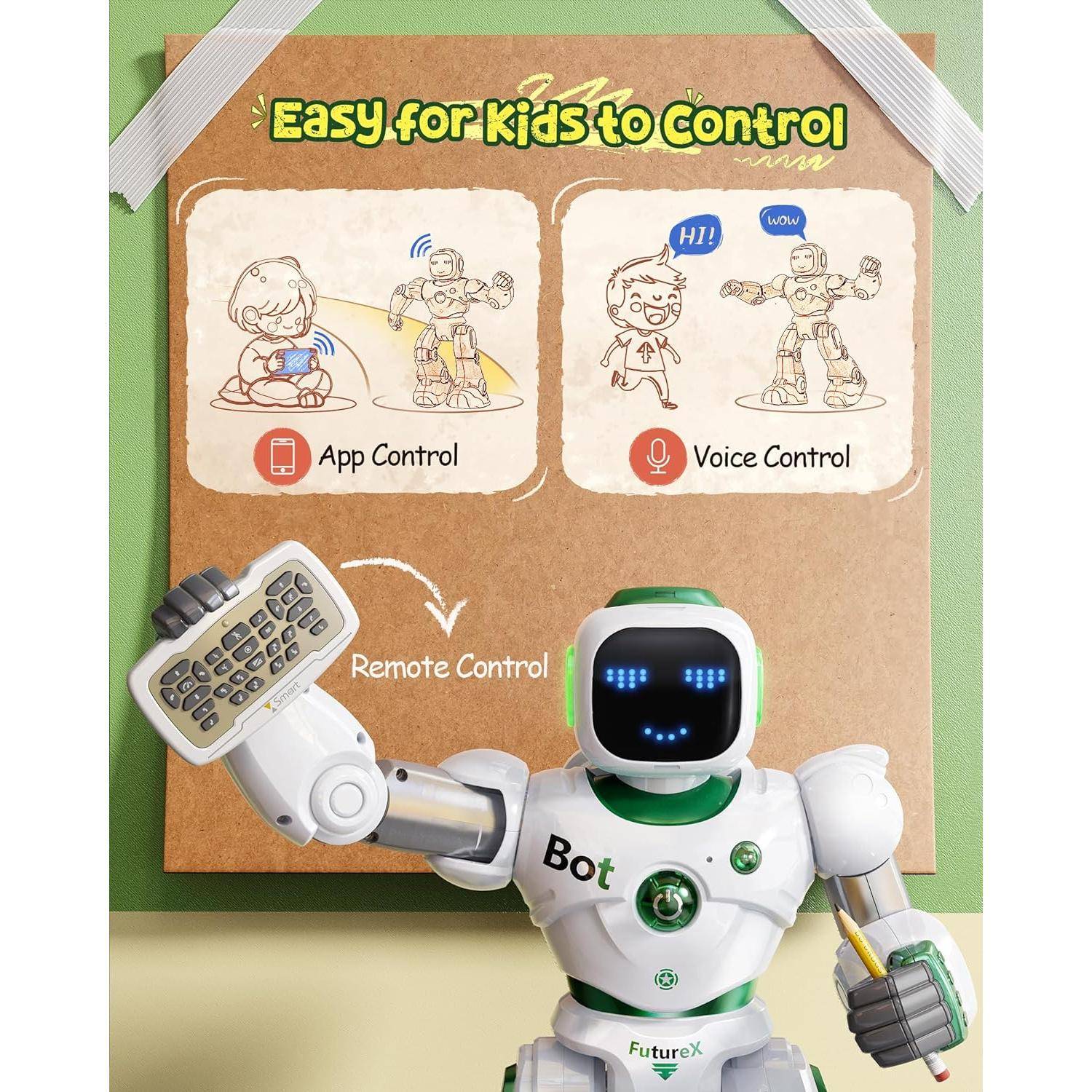 Smart Interactive Robot Toy with Voice & App Control – Music, Dance, and Record Functions Activity & Entertainment Color : White Smart Interactive Robot Toy with Voice & App Control - Music, Dance, and Record Functions Activity & Entertainment