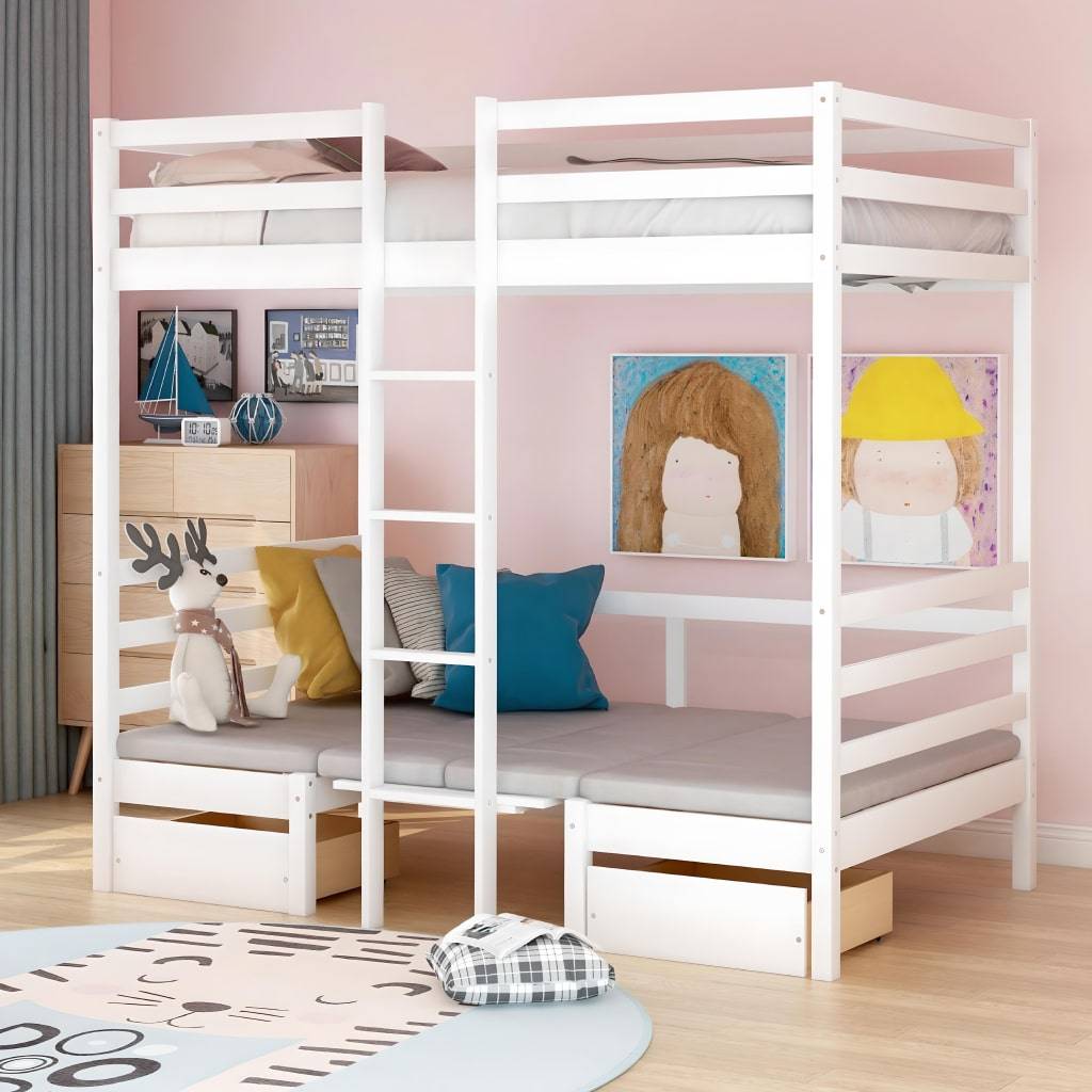 Transformative Twin Loft Bed with Desk & Free Cushions – Versatile Bedroom Solution Kids’ Room Transformative Twin Loft Bed with Desk & Free Cushions - Versatile Bedroom Solution Kids' Room