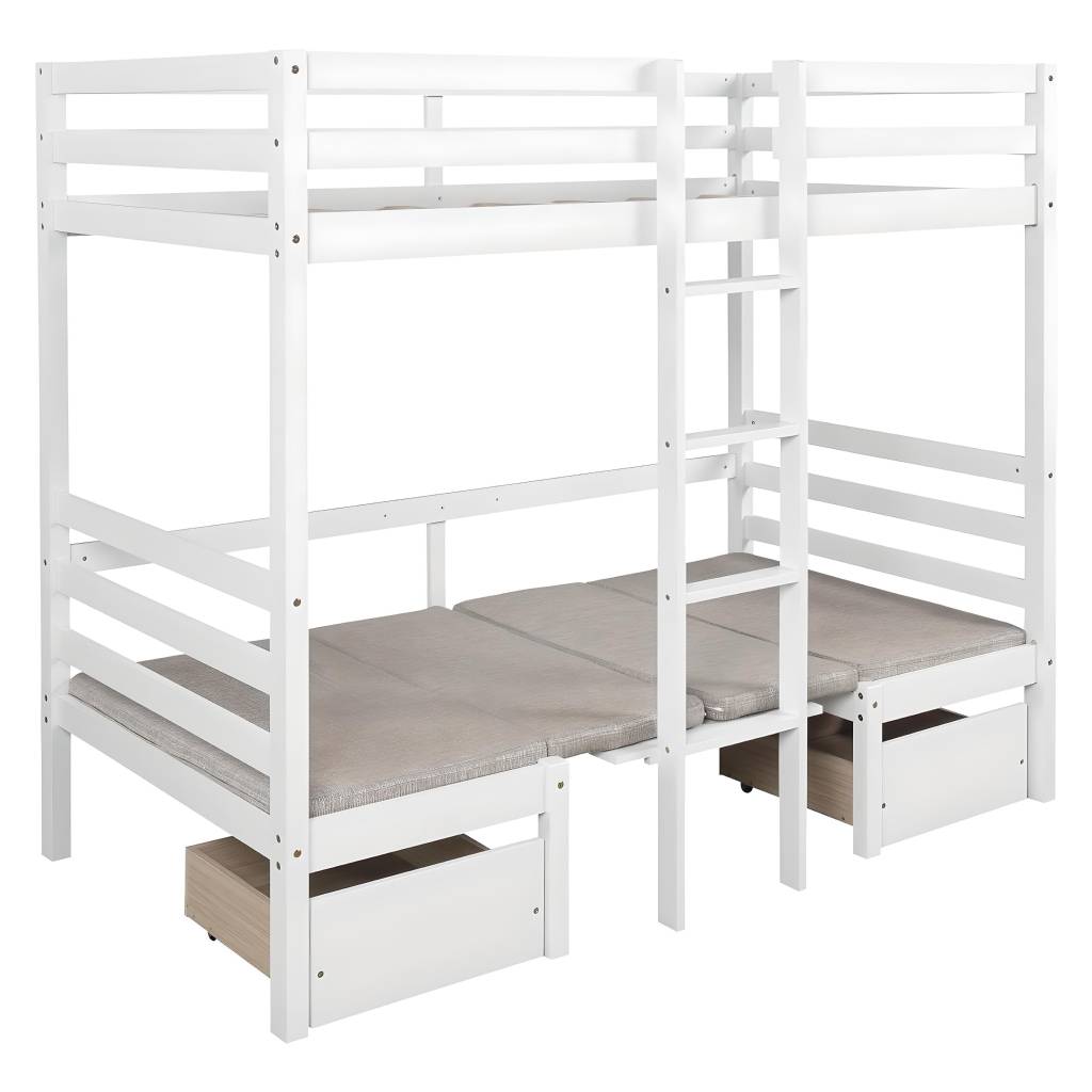 Transformative Twin Loft Bed with Desk & Free Cushions – Versatile Bedroom Solution Kids’ Room Transformative Twin Loft Bed with Desk & Free Cushions - Versatile Bedroom Solution Kids' Room