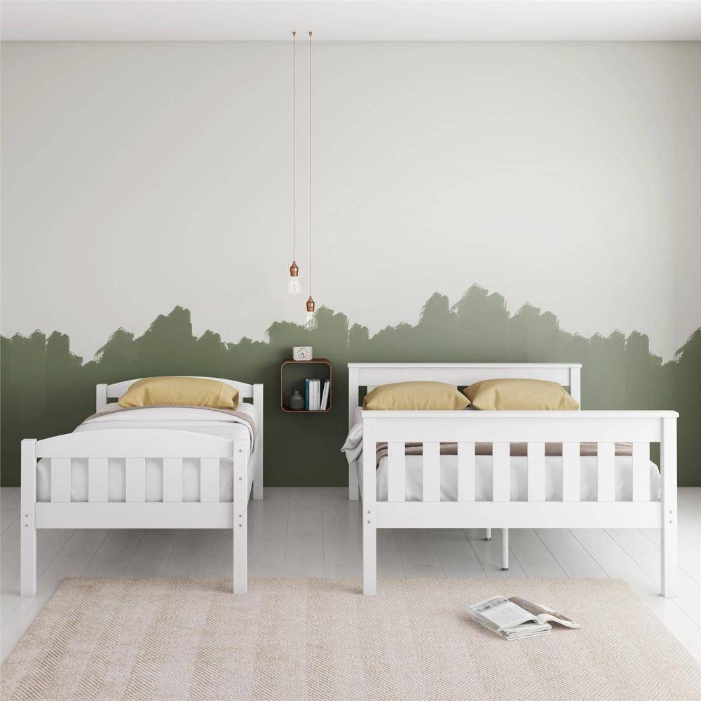 White Solid Wood Bunk Bed Twin Over Full with Ladder & Guard Rail Kids’ Room White Solid Wood Bunk Bed Twin Over Full with Ladder & Guard Rail Kids' Room