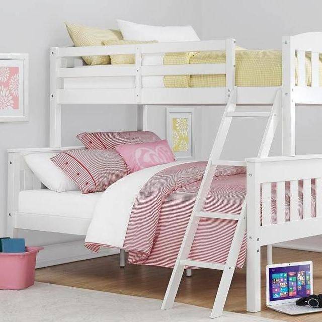 White Solid Wood Bunk Bed Twin Over Full with Ladder & Guard Rail Kids’ Room White Solid Wood Bunk Bed Twin Over Full with Ladder & Guard Rail Kids' Room