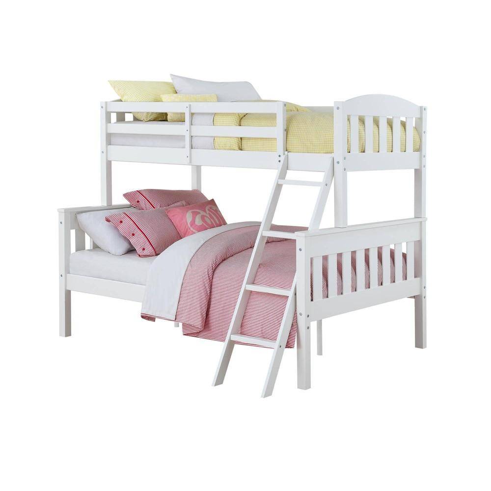 White Solid Wood Bunk Bed Twin Over Full with Ladder & Guard Rail Kids’ Room White Solid Wood Bunk Bed Twin Over Full with Ladder & Guard Rail Kids' Room