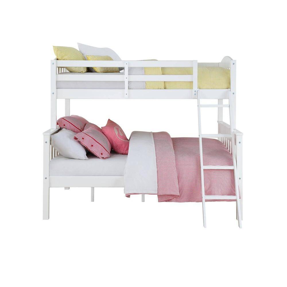White Solid Wood Bunk Bed Twin Over Full with Ladder & Guard Rail Kids’ Room White Solid Wood Bunk Bed Twin Over Full with Ladder & Guard Rail Kids' Room