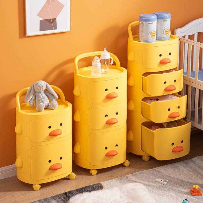 Yellow Duck Children’s Toy And Clothes Organizer Kids’ Room Size : 3 layers|4 layers|2 layers Yellow Duck Children's Toy And Clothes Organizer Kids' Room