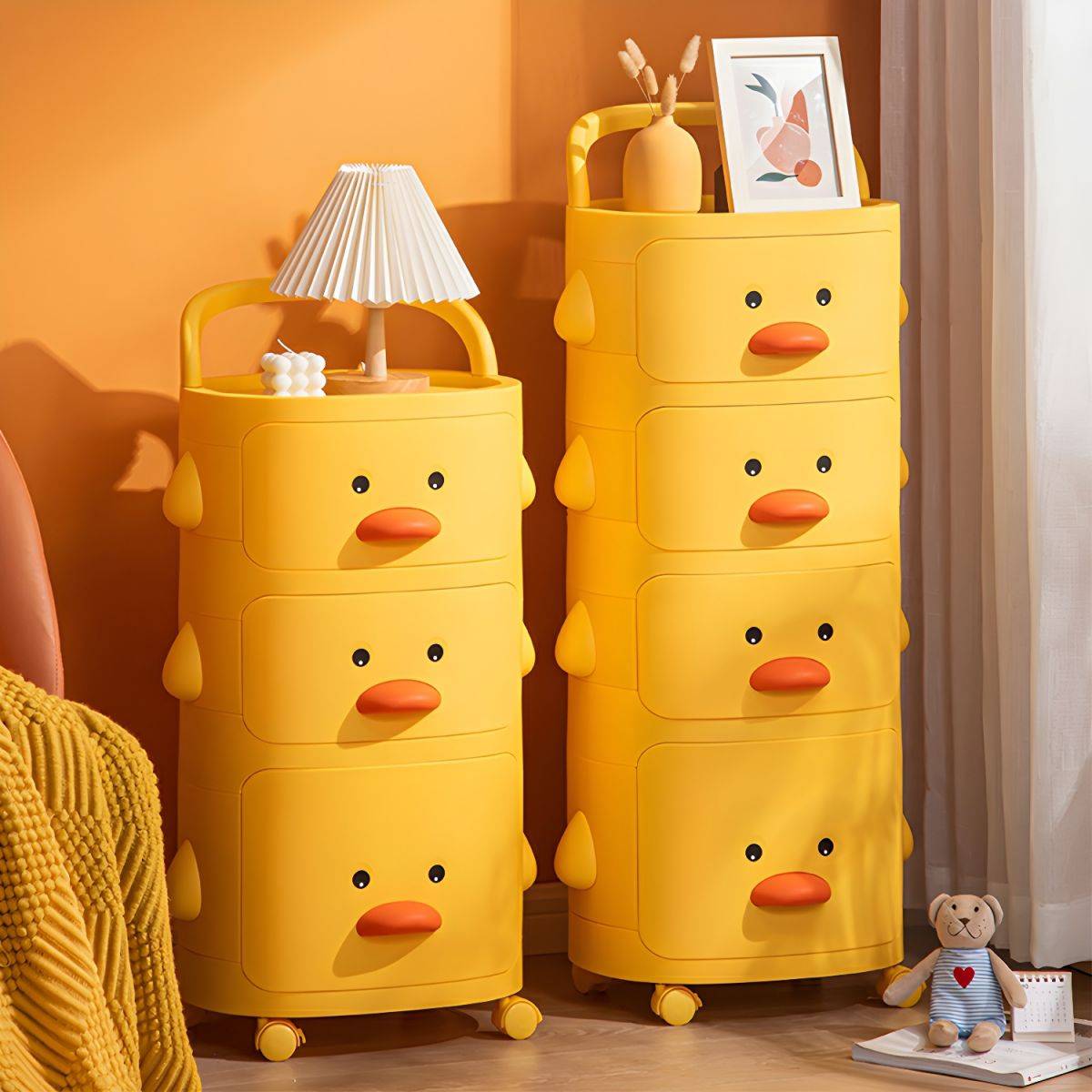 Yellow Duck Children’s Toy And Clothes Organizer Kids’ Room Size : 3 layers|4 layers|2 layers Yellow Duck Children's Toy And Clothes Organizer Kids' Room