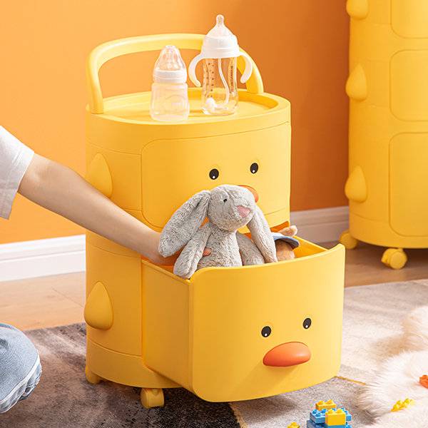 Yellow Duck Children’s Toy And Clothes Organizer Kids’ Room Size : 3 layers|4 layers|2 layers Yellow Duck Children's Toy And Clothes Organizer Kids' Room